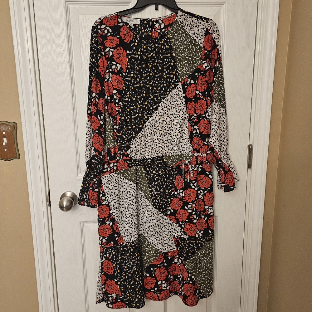 Libby Edelman Patchwork Long Sleeve Dress